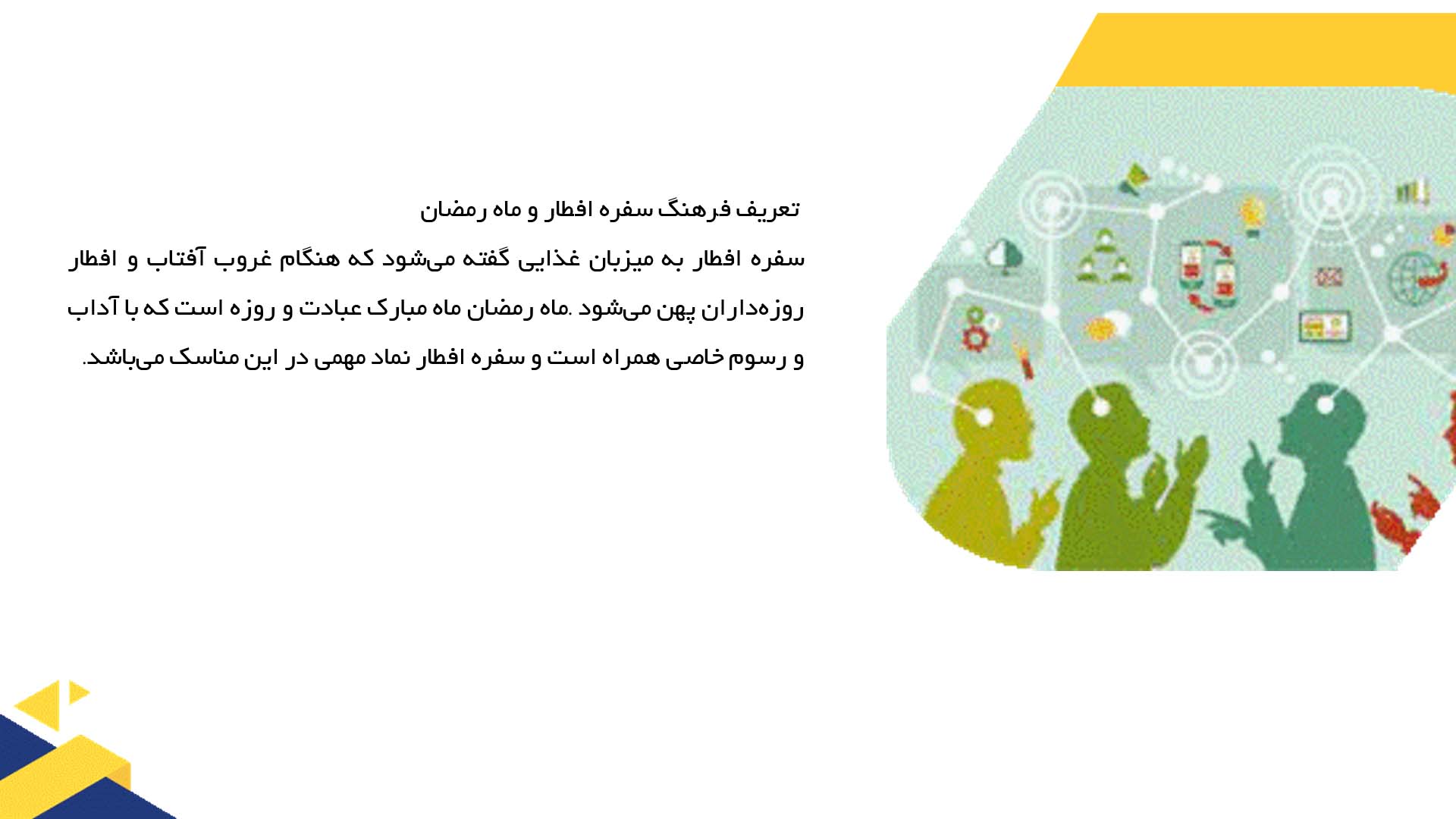 پاورپوینت در مورد فرهنگ سفره افطار در ماه رمضان